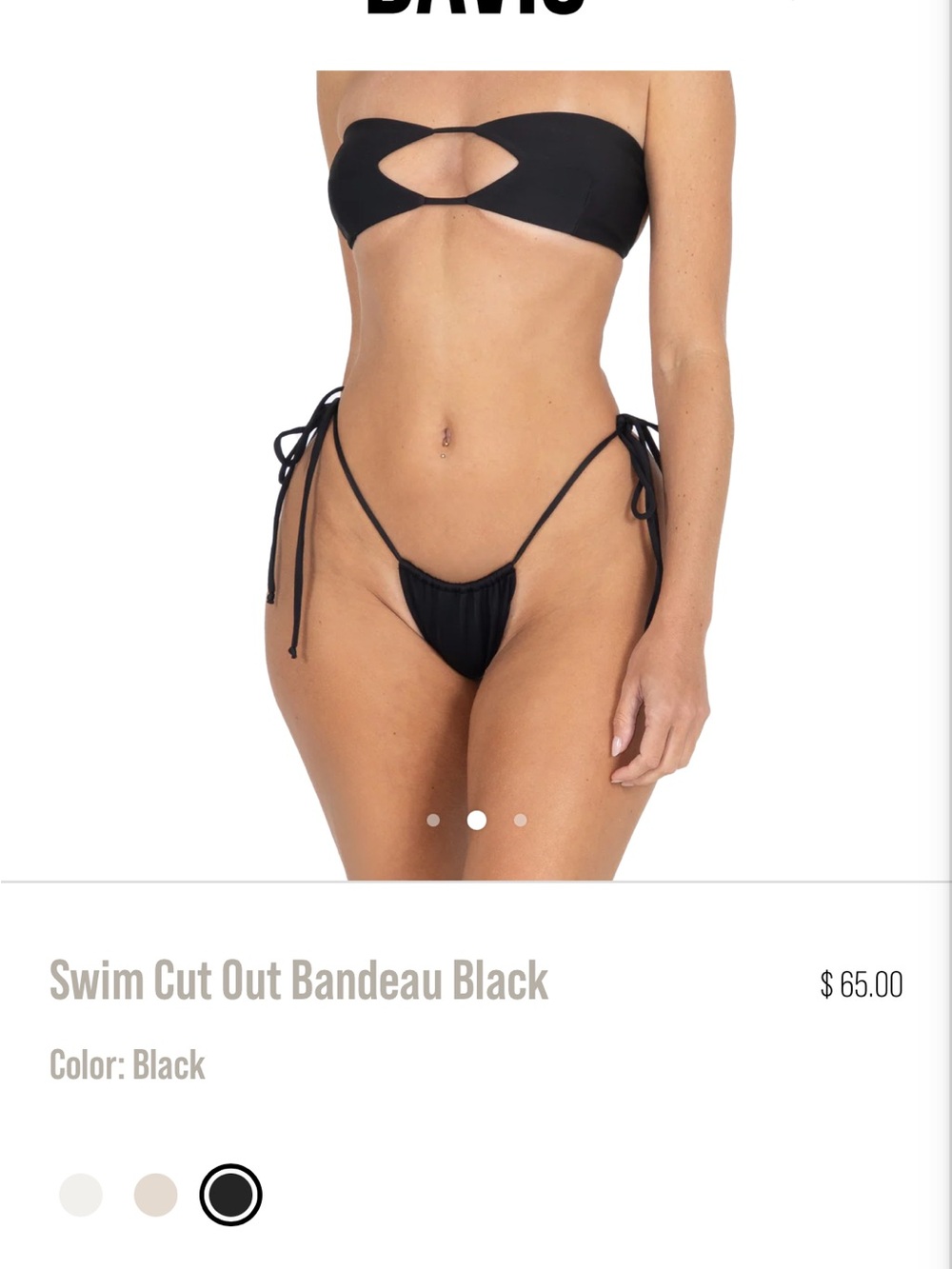 Cut Out Bandeau Black Bikini Set